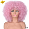 Short Afro Kinky Curly Wigs With Bangs Synthetic Wig