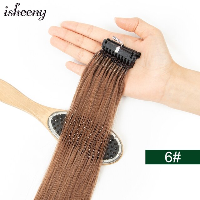 40-60cm 6D One Generation Hair Extensions 10pcs/set Invisible Micro Link Hair 100 Strands