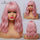 Pink Bob Synthetic Wigs with Bangs Natural Wave Hair Medium Length Heat Resistant