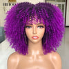 Short Hair Afro Kinky Curly Wigs With Bangs Synthetic Natural Blonde Wig