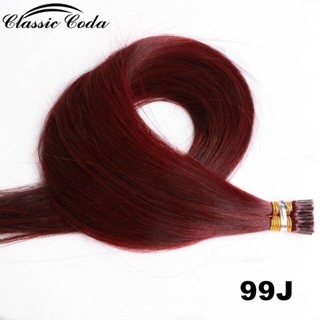 100% Remy Red I Tip Hair Extension Keratin Bonded Natural Human Hair 1g/strand