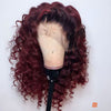 Burgundy 360 Frontal Red Deep Wave 13x6 Lace Front Human Hair Wig Pre pluck Curly Silk Base Full Lace Headband U Part