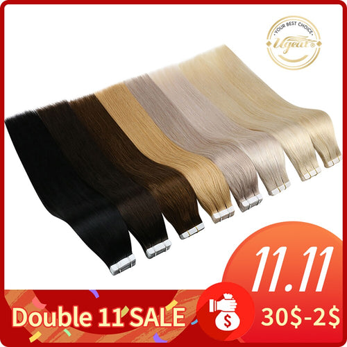 Tape in Human Hair Extensions Brazilian Remy Straight Double Sided Tape Hair 2.5g/Pc