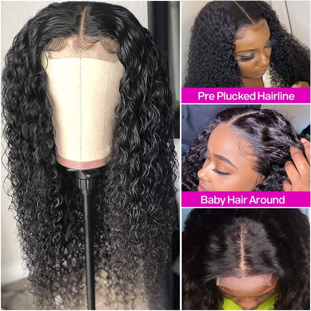 Curly Human Hair Wig Kinky Curly Lace Front Wig 4x4 Lace Closure Wigs PrePlucked with Baby Hair 13x4 Deep Curly Frontal Wigs