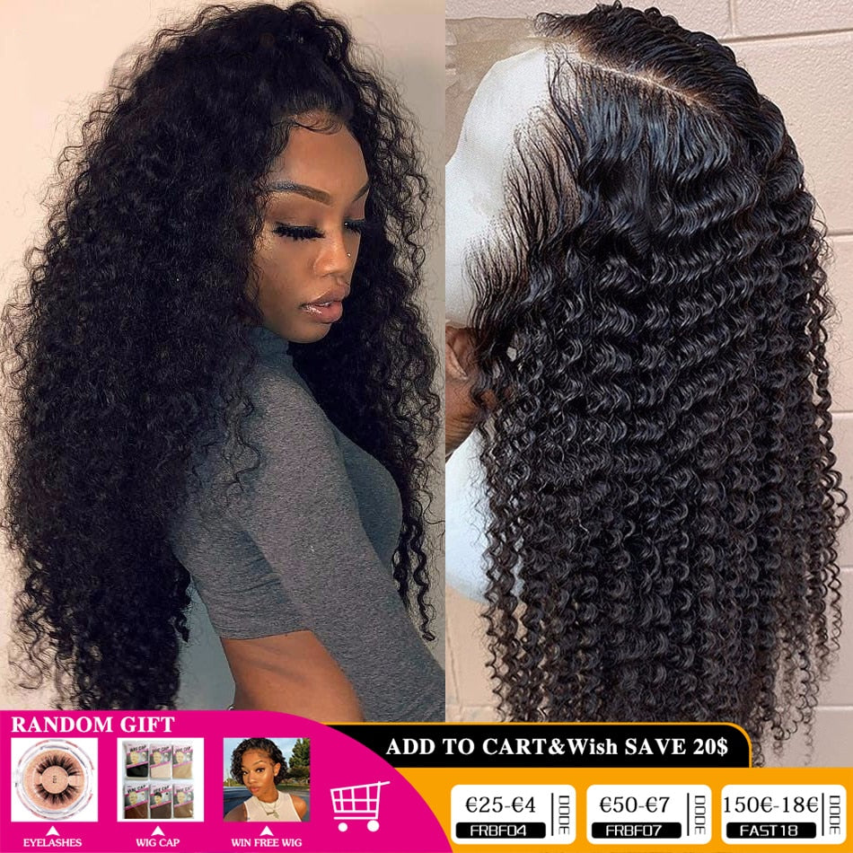 Curly Human Hair Wig Kinky Curly Lace Front Wig 4x4 Lace Closure Wigs PrePlucked with Baby Hair 13x4 Deep Curly Frontal Wigs
