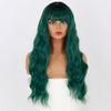 Synthetic Long Wig Blue Wave Wig With Bangs Synthetic Heat-Resistant Fiber
