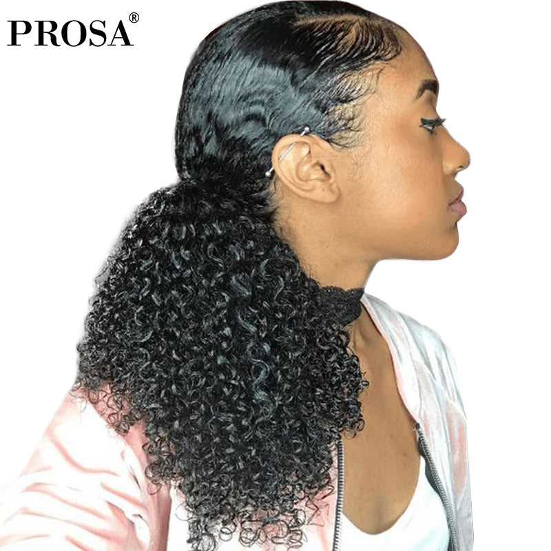 Kinky Curly Ponytail Remy Mongolian Clip In Human Hair Extensions - MRD Couture International 