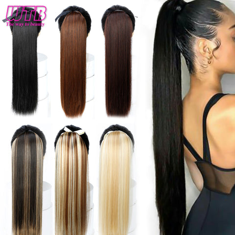 22 Inches Long Straight Synthetic Drawstring Ponytail - MRD Couture International 