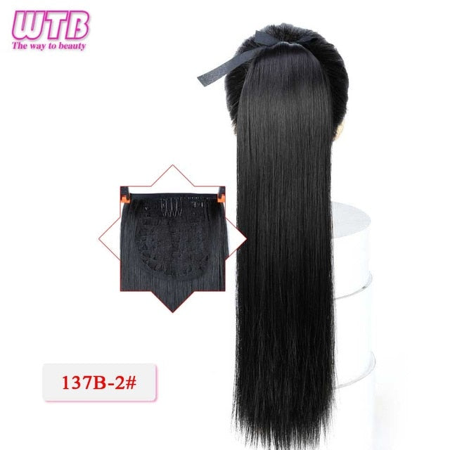 22 Inches Long Straight Synthetic Drawstring Ponytail - MRD Couture International 